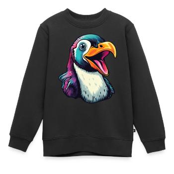 Pingouin parlant cool - Sweat Premium enfant bio - noir - Devant - AI Model Kid Female (0cm)