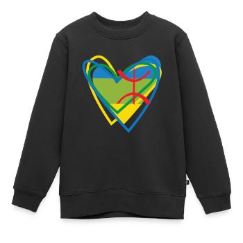 Je suis kabyles dans mon cœur AMAZIGH - Sweat Premium enfant bio - noir - Devant - AI Model Kid Female (0cm)