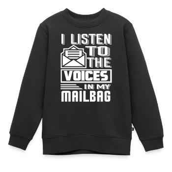 Mail Carrier Listen To The Voices In Mailbag - Kids Premium Organic Sweatshirt - black - Front - AI Model Kid Female (0cm)
