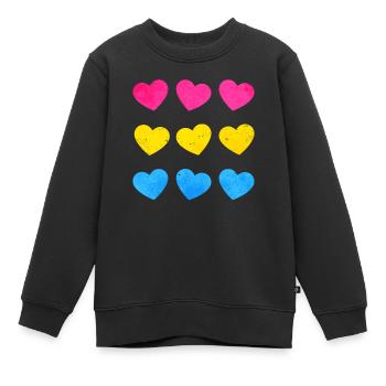 Pansexuelle Stolz Pan Flagge Herzen Subtile LGBTQ - Kinder Premium Organic Sweatshirt - Schwarz - Vorne - AI Model Kid Female (0cm)