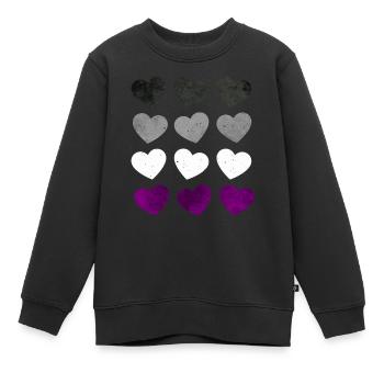 Asexuell Stolz Ass Flagge Herzen Subtil LGBTQ - Kinder Premium Organic Sweatshirt - Schwarz - Vorne - AI Model Kid Female (0cm)
