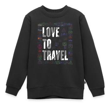 Voyage Timbre Voyageur Voyage Croisière Vacances - Sweat Premium enfant bio - noir - Devant - AI Model Kid Female (0cm)