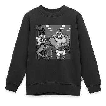 FITNESSSTUDIO - Kinder Premium Organic Sweatshirt - Schwarz - Vorne - AI Model Kid Female (0cm)