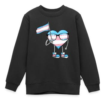 Transgender Pride Trans Drapeau Coeur Sublte LGBTQ - Sweat Premium enfant bio - noir - Devant - AI Model Kid Female (0cm)