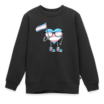 Transgender Pride Trans Drapeau Coeur Sublte LGBTQ - Sweat Premium enfant bio - noir - Devant - AI Model Kid Female (0cm)