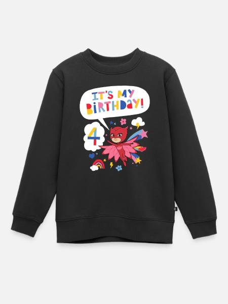 PJ Masks Owlette Birthday Design For 4th Birthday - Kids Premium Organic Sweatshirt - black