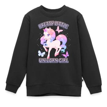 Licorne Fille, Licorne Kawaii, Jolie Fille - Sweat Premium enfant bio - noir - Devant - AI Model Kid Female (0cm)