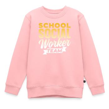 Équipe de travailleurs sociaux en milieu scolaire École de travail social - Sweat Premium enfant bio - rose - Devant - AI Model Kid Female (0cm)