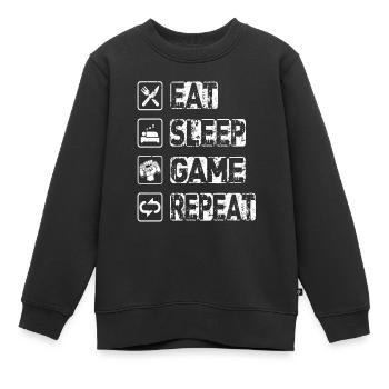 Manger le jeu de sommeil Répéter - Sweat Premium enfant bio - noir - Devant - AI Model Kid Female (0cm)
