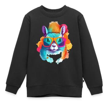 Tim l'écureuil à lunettes - Sweat Premium enfant bio - noir - Devant - AI Model Kid Female (0cm)