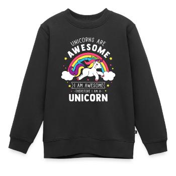 Les licornes sont géniales Je suis une licorne - Funny Rainbow - Sweat Premium enfant bio - noir - Devant - AI Model Kid Female (0cm)