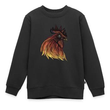 Kunstvolle Hahn Hühnerliebhaber Zeichnung - Kinder Premium Organic Sweatshirt - Schwarz - Vorne - AI Model Kid Female (0cm)
