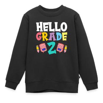 Hallo Klasse 2 Schule Zweitklässler Zweite Klasse - Kinder Premium Organic Sweatshirt - Schwarz - Vorne - AI Model Kid Female (0cm)