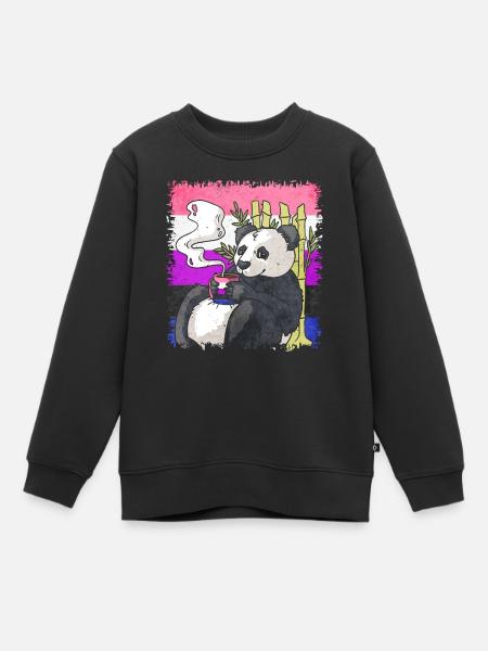 Geschlecht Fluid Stolz Flagge Panda Kaffee Sublte - Kinder Premium Organic Sweatshirt - Schwarz