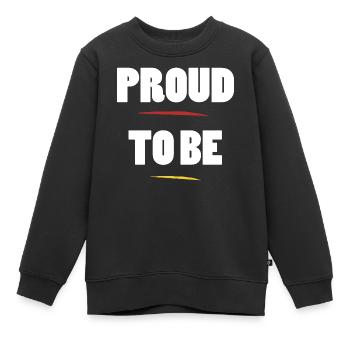 Fier d’être ego citation - Sweat Premium enfant bio - noir - Devant - AI Model Kid Female (0cm)