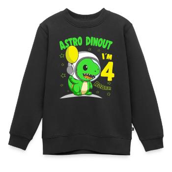 4 ans d’anniversaire garçon Astro Dinout - 4ème B-Day - Sweat Premium enfant bio - noir - Devant - AI Model Kid Female (0cm)