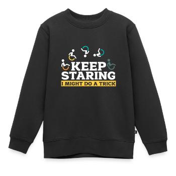 Rollstuhl - Kinder Premium Organic Sweatshirt - Schwarz - Vorne - AI Model Kid Female (0cm)