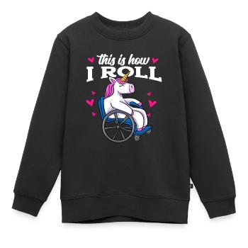 Rollstuhl - Kinder Premium Organic Sweatshirt - Schwarz - Vorne - AI Model Kid Female (0cm)