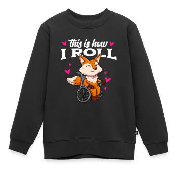 Rollstuhl - Kinder Premium Organic Sweatshirt - Schwarz - Vorne - AI Model Kid Female (0cm)