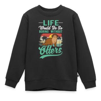 Loutre Cadeau Loutre Loutre Loutre Loutre de mer - Sweat Premium enfant bio - noir - Devant - AI Model Kid Female (0cm)