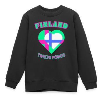 Finlande douze points - Suomi Kaksitoista Pistettä - Sweat Premium enfant bio - noir - Devant - AI Model Kid Female (0cm)