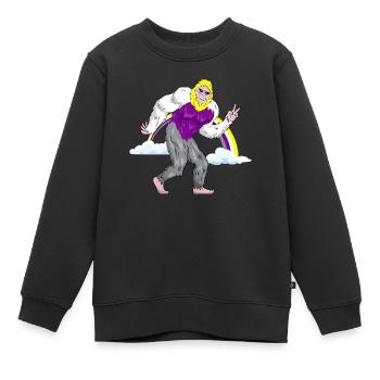 Nicht-binäre Stolz-Flagge Bigfoot Bigfoot Sasquatc - Kinder Premium Organic Sweatshirt - Schwarz - Vorne - AI Model Kid Female (0cm)