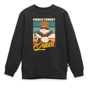 Reine putois furet - Sweat Premium enfant bio - noir - Devant - AI Model Kid Female (0cm)