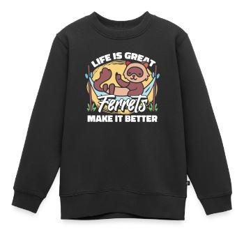 La vie du putois furet - Sweat Premium enfant bio - noir - Devant - AI Model Kid Female (0cm)