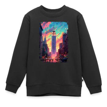 New York - Kinder Premium Organic Sweatshirt - Schwarz - Vorne - AI Model Kid Female (0cm)