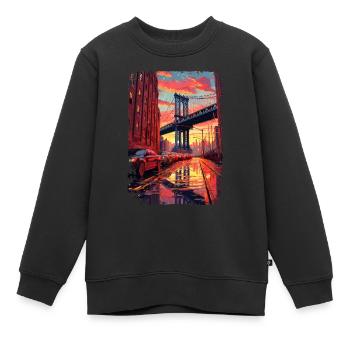 New York - Kinder Premium Organic Sweatshirt - Schwarz - Vorne - AI Model Kid Female (0cm)
