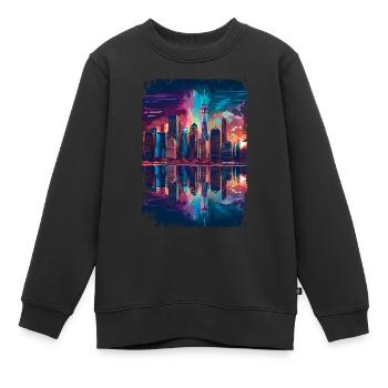 New York - Sweat Premium enfant bio - noir - Devant - AI Model Kid Female (0cm)