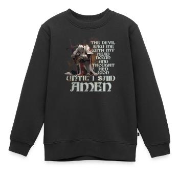 Der Teufel sah mich und dachte, er hätte gewonnen. - Kinder Premium Organic Sweatshirt - Schwarz - Vorne - AI Model Kid Female (0cm)