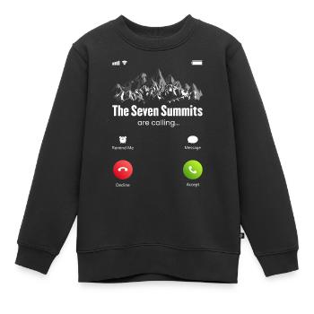 Les sept sommets appellent - Sweat Premium enfant bio - noir - Devant - AI Model Kid Female (0cm)