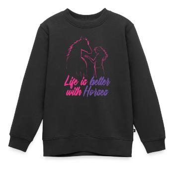 Mädchen In Einer Mission Pferd Mädchenleben Ist - Kinder Premium Organic Sweatshirt - Schwarz - Vorne - AI Model Kid Female (0cm)