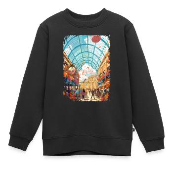 Londres - Sweat Premium enfant bio - noir - Devant - AI Model Kid Female (0cm)