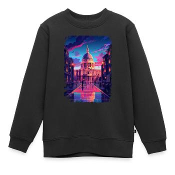Londres - Sweat Premium enfant bio - noir - Devant - AI Model Kid Female (0cm)