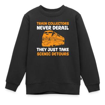 Lustiges Eisenbahn Sammler Kostüm - Kinder Premium Organic Sweatshirt - Schwarz - Vorne - AI Model Kid Female (0cm)