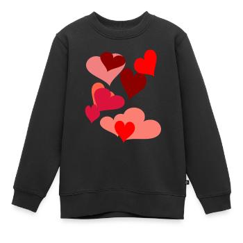 Symbol Herzen Herz Romantik Liebe herzlich - Kinder Premium Organic Sweatshirt - Schwarz - Vorne - AI Model Kid Female (0cm)