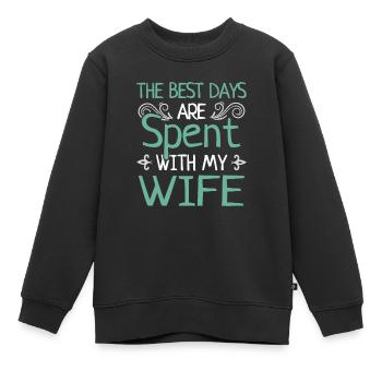 Beste Tage Mit Ehefrau Heiraten Ehepaar Geschenk - Kinder Premium Organic Sweatshirt - Schwarz - Vorne - AI Model Kid Female (0cm)