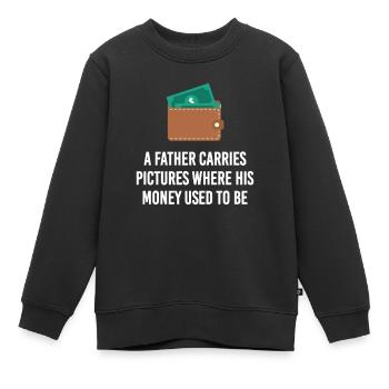 Père Argent Bourse Enfants Enfant Descendance paternelle - Sweat Premium enfant bio - noir - Devant - AI Model Kid Female (0cm)