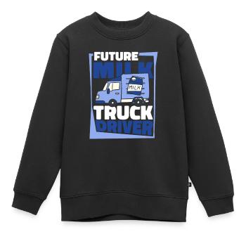 Camion de lait de vache Chauffeur de lait - Sweat Premium enfant bio - noir - Devant - AI Model Kid Female (0cm)