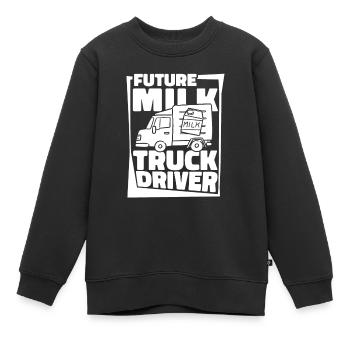Camion de lait de vache Chauffeur de lait - Sweat Premium enfant bio - noir - Devant - AI Model Kid Female (0cm)