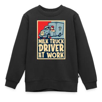 Camion de lait de vache Chauffeur de lait - Sweat Premium enfant bio - noir - Devant - AI Model Kid Female (0cm)