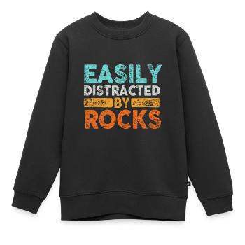 Leicht abgelenkt von Gesteinsgeologie - Kinder Premium Organic Sweatshirt - Schwarz - Vorne - AI Model Kid Female (0cm)