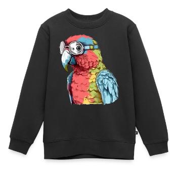 Pecco, der Brillenpapagei - Kinder Premium Organic Sweatshirt - Schwarz - Vorne - AI Model Kid Female (0cm)
