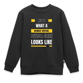 Commis à la paie virtuel débutant - Sweat Premium enfant bio - noir - Devant - AI Model Kid Female (0cm)