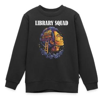 Library Squad - Kids Premium Organic Sweatshirt - black - Front - AI Model Kid Female (0cm)