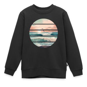 Meer Wellen Brandung Gischt Ufer Küste - Kinder Premium Organic Sweatshirt - Schwarz - Vorne - AI Model Kid Female (0cm)