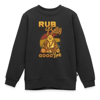Rub My Belly For Good Luck, Funny Buddha - Kinder Premium Organic Sweatshirt - Schwarz - Vorne - AI Model Kid Female (0cm)