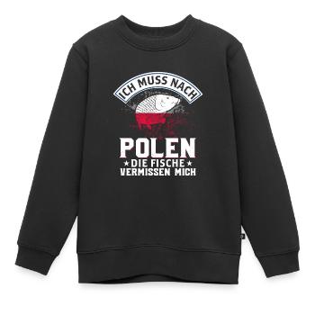 Ich Muss Nach Polen Die Fische Vermissen Mich - Kinder Premium Organic Sweatshirt - Schwarz - Vorne - AI Model Kid Female (0cm)